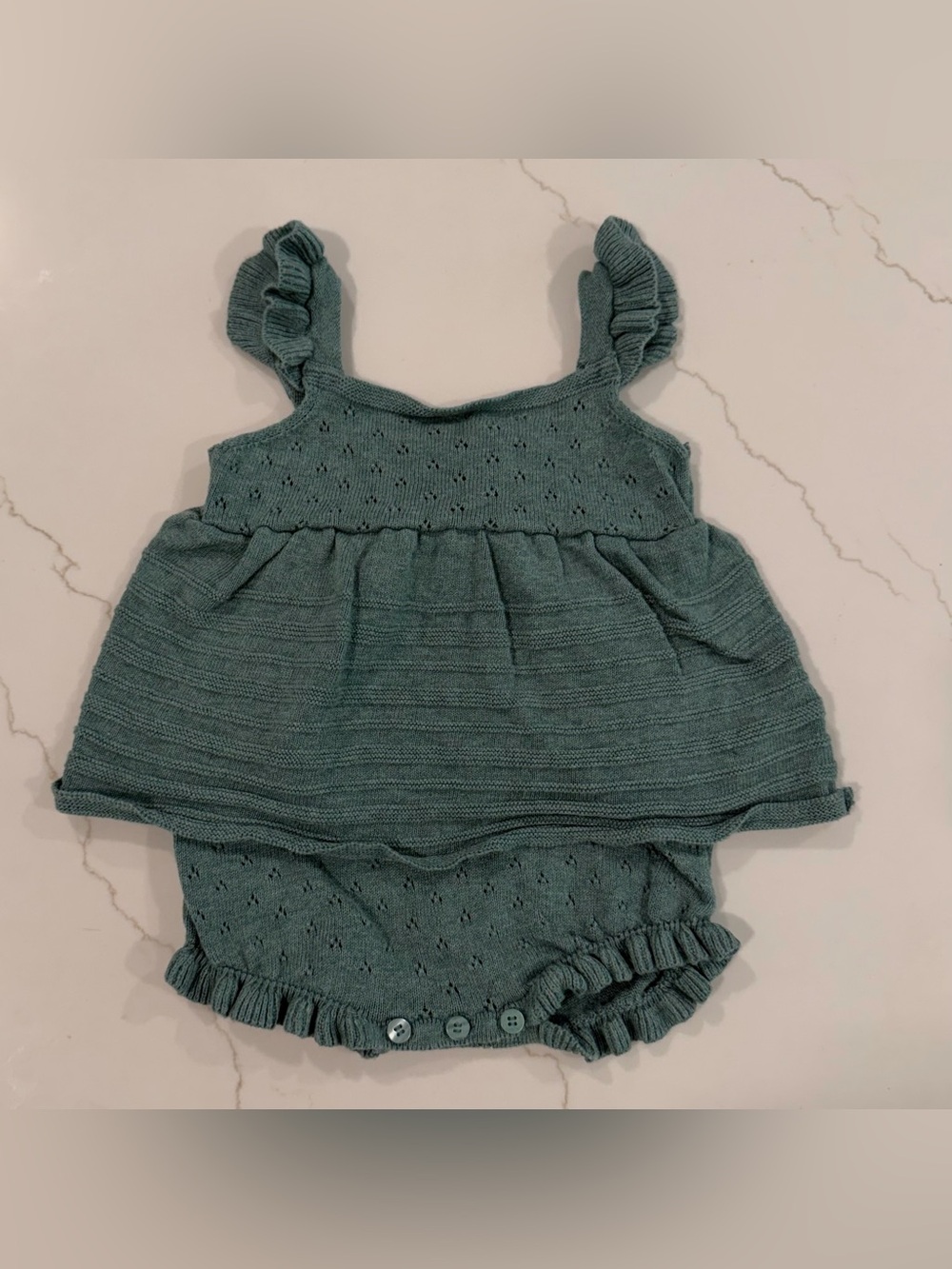 Stitch&Bean Baby Romper in Teal Green